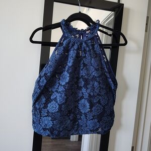 Free People Movement Navy Lace Halter Tank Top M